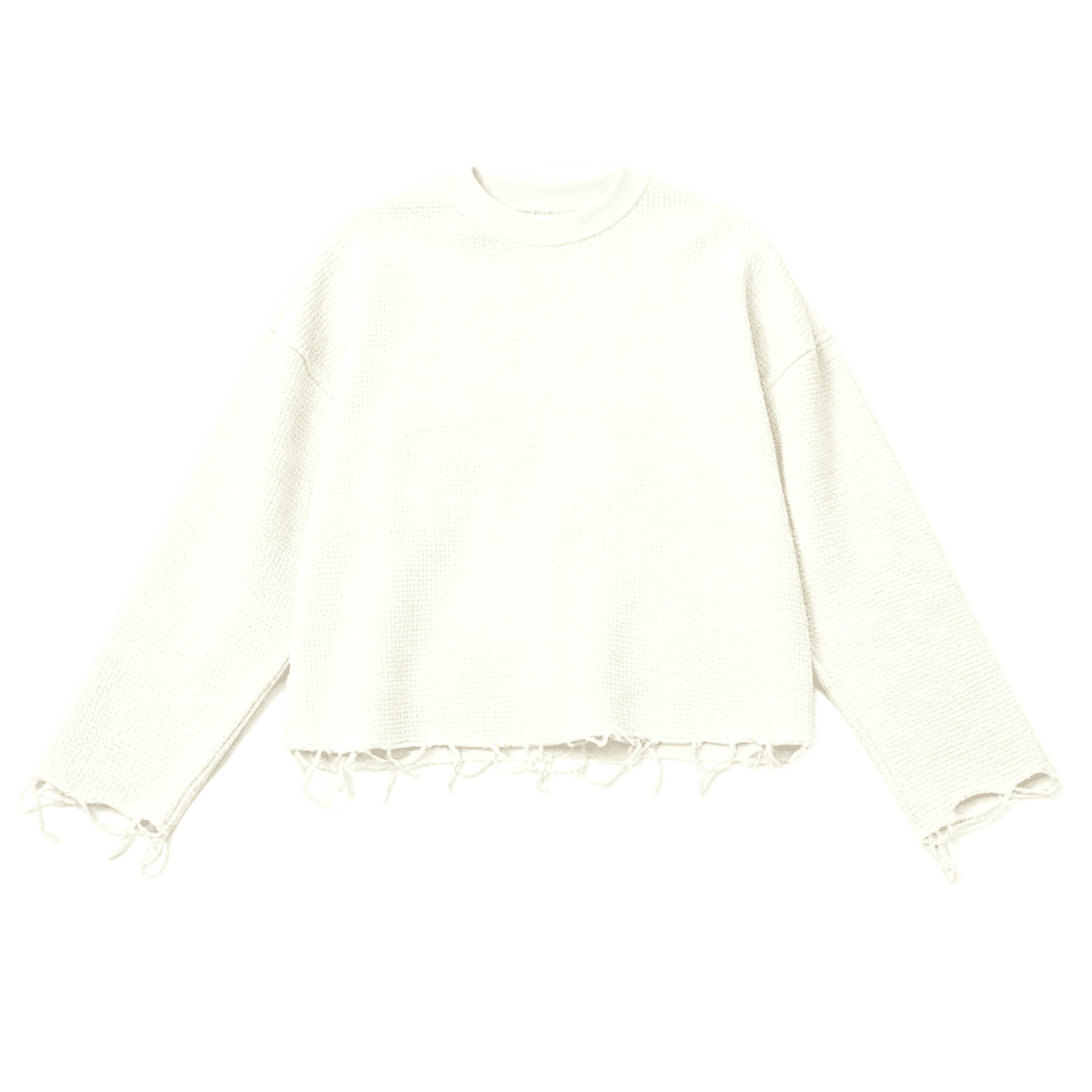 トップス WZRD KNIT white XL HOC Waffle Knit Cropped Long Sleeve – SUSTN