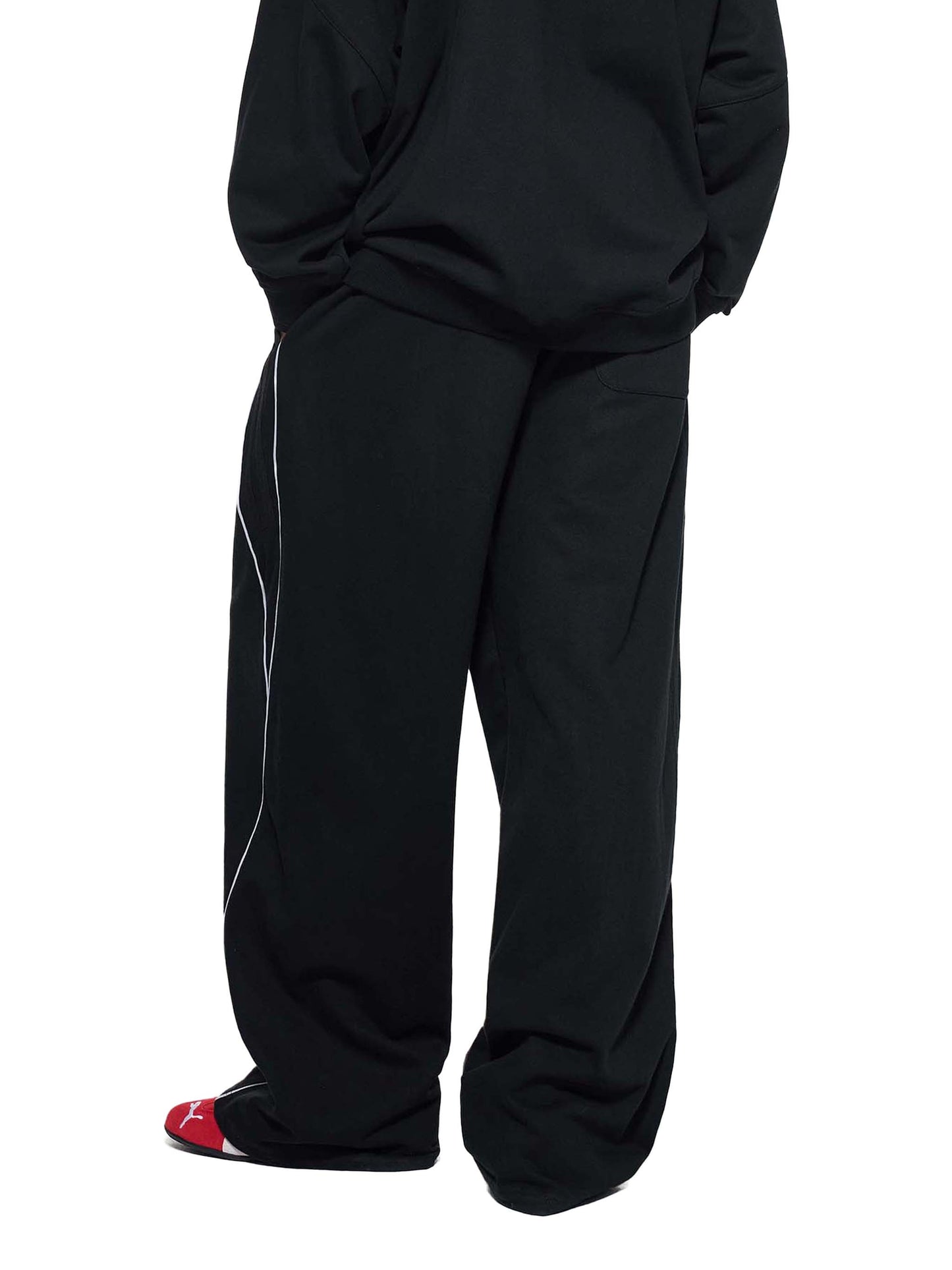 Black Reflective Striped Sweatpants