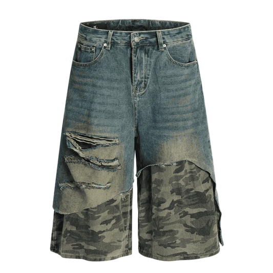 Unisex Camouflage Denim Shorts