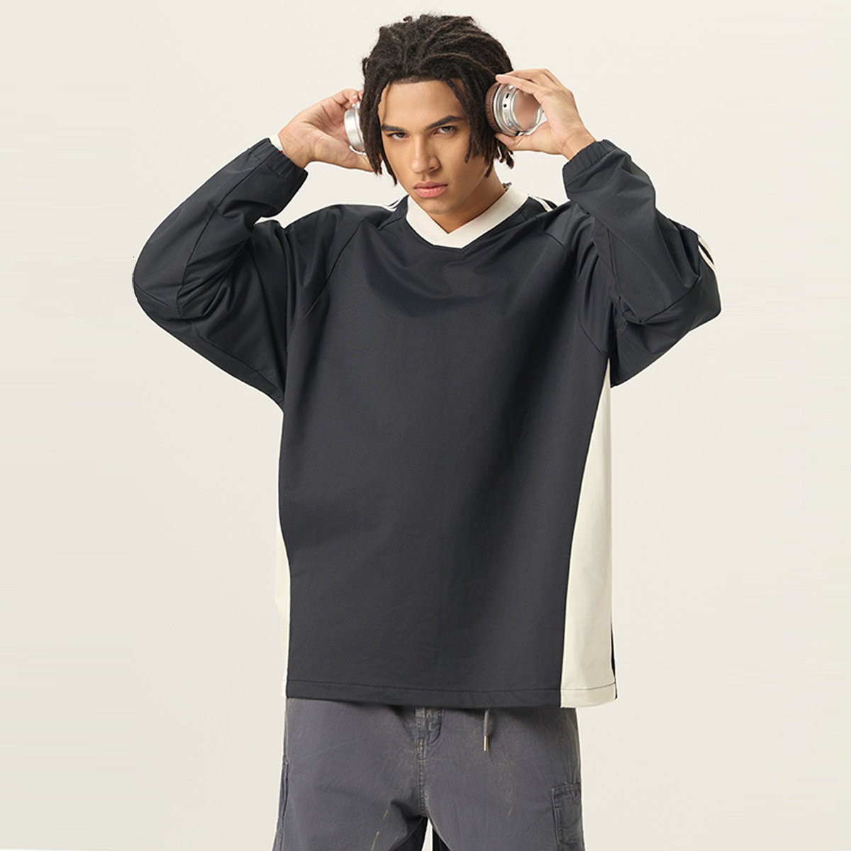 HOC Black V-Neck Long Sleeve Jersey