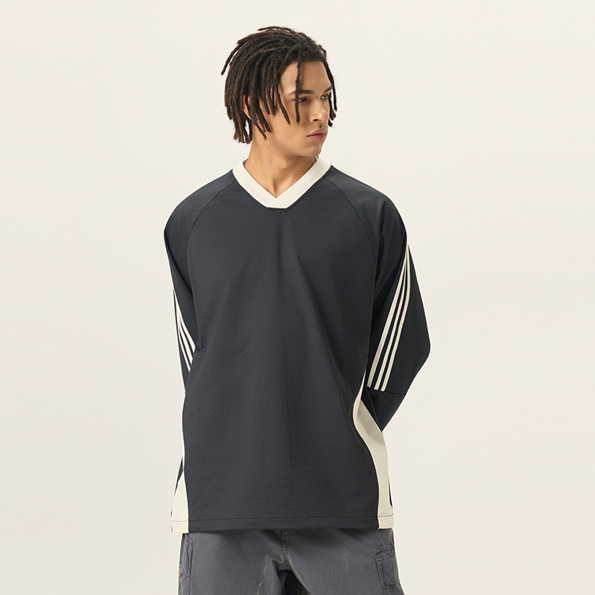 HOC Black V-Neck Long Sleeve Jersey