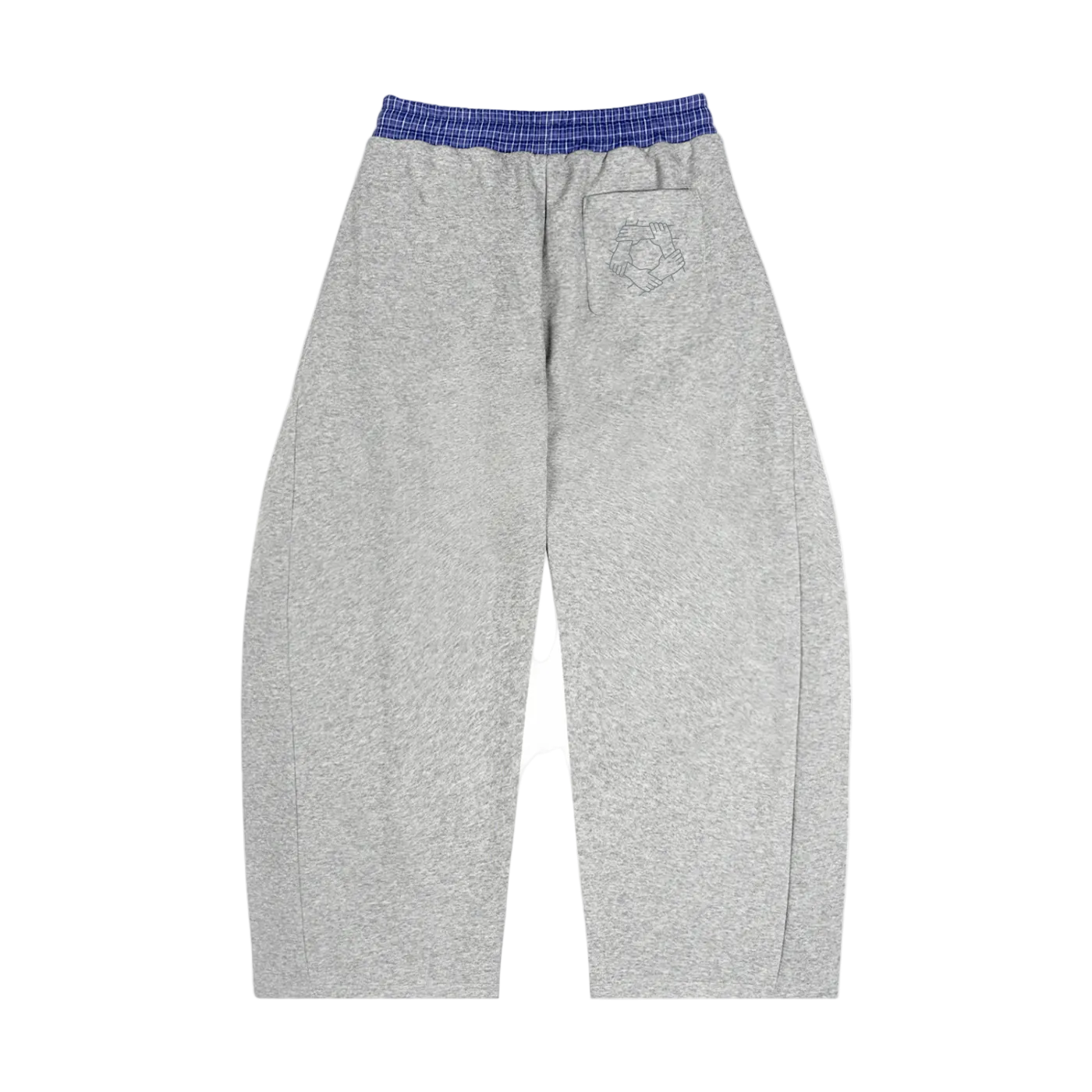 SUSTN Grey Plaid Waistband Barrel Sweatpants