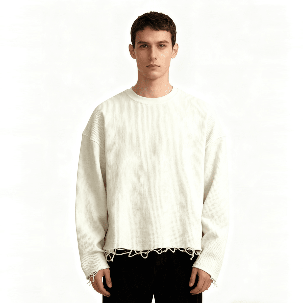 HOC Waffle Knit Cropped Long Sleeve