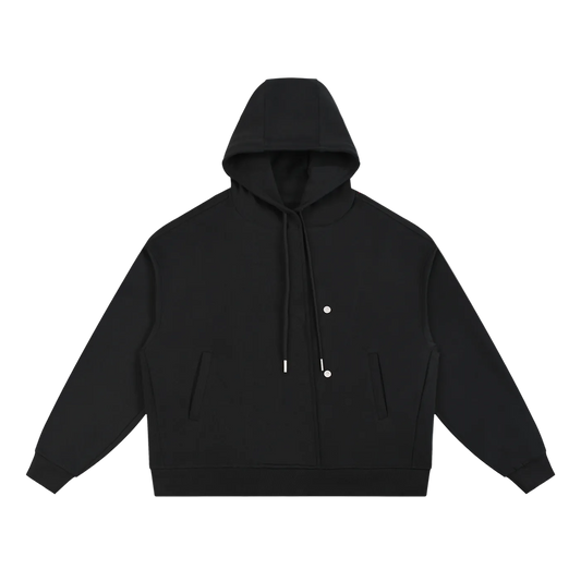 SUSTN Boxy Button Placket Hoodie