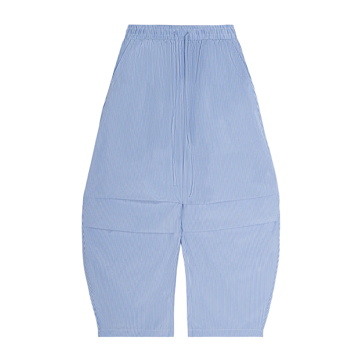 Vertical Striped Drawstring Barrel Pants (Blue)