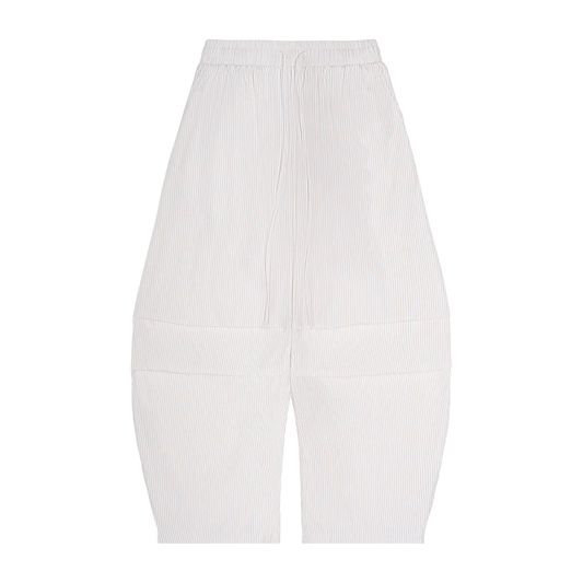 Vertical Striped Drawstring Barrel Pants (Apricot)