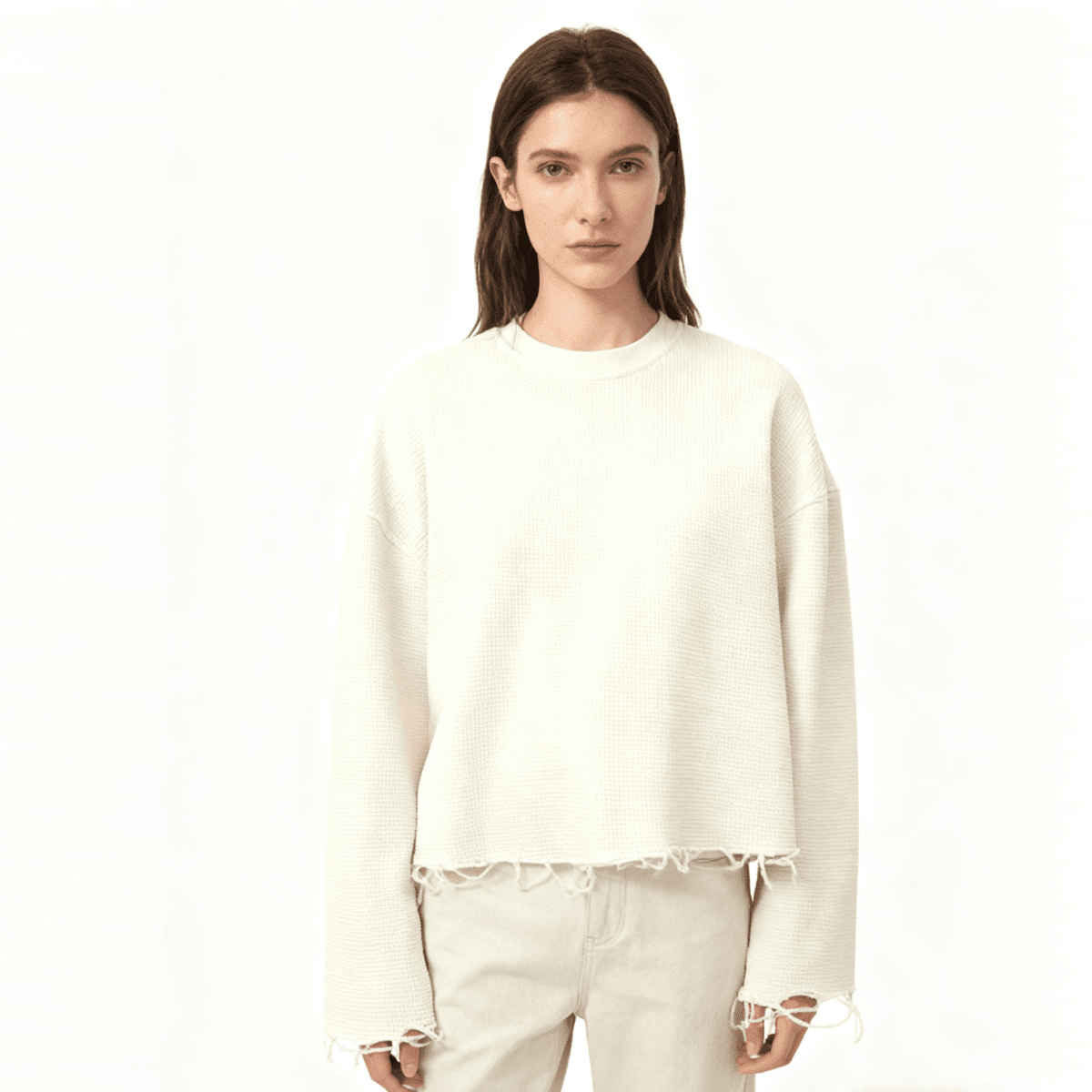 HOC Waffle Knit Cropped Long Sleeve