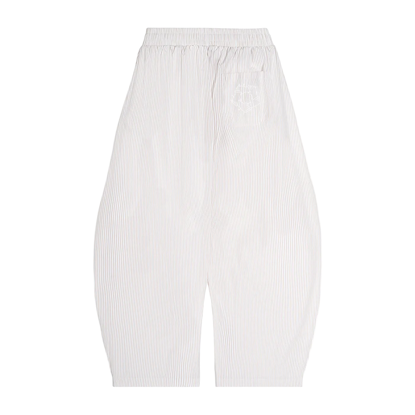 Vertical Striped Drawstring Barrel Pants (Apricot)