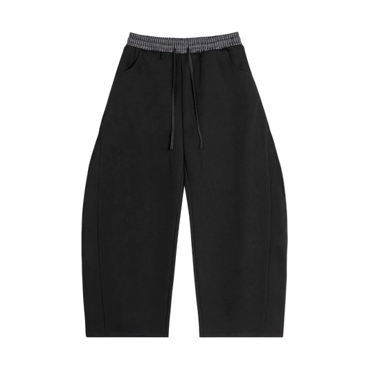SUSTN Black Plaid Waistband Barrel SweatpantsU