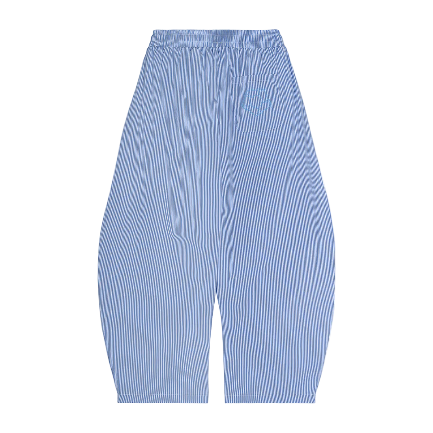 Vertical Striped Drawstring Barrel Pants (Blue)
