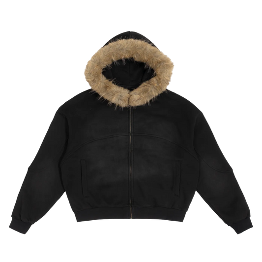Boxy Detachable Fur Zip Up