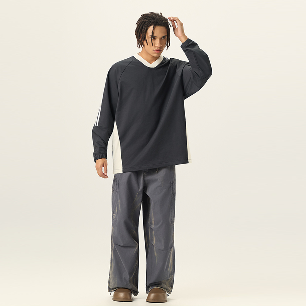 HOC Black V-Neck Long Sleeve Jersey