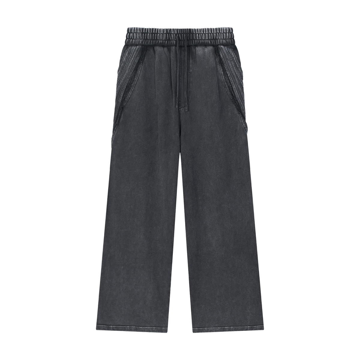 Striped Raw Edge Sweatpants (Black)