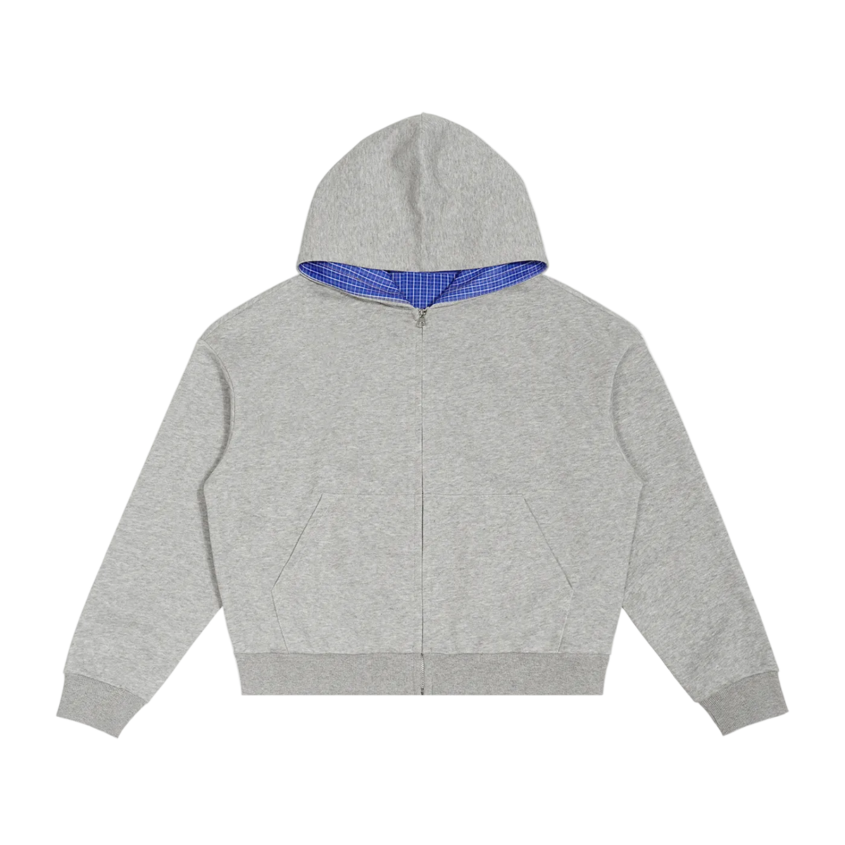 SUSTN Grey Plaid Boxy Zip Up