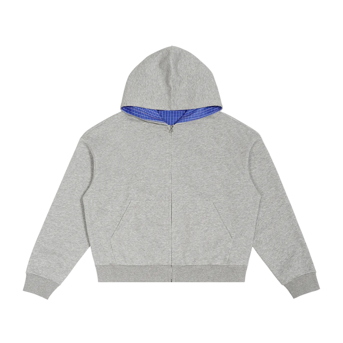 HOC Gray Plaid Boxy Zip Hoodie