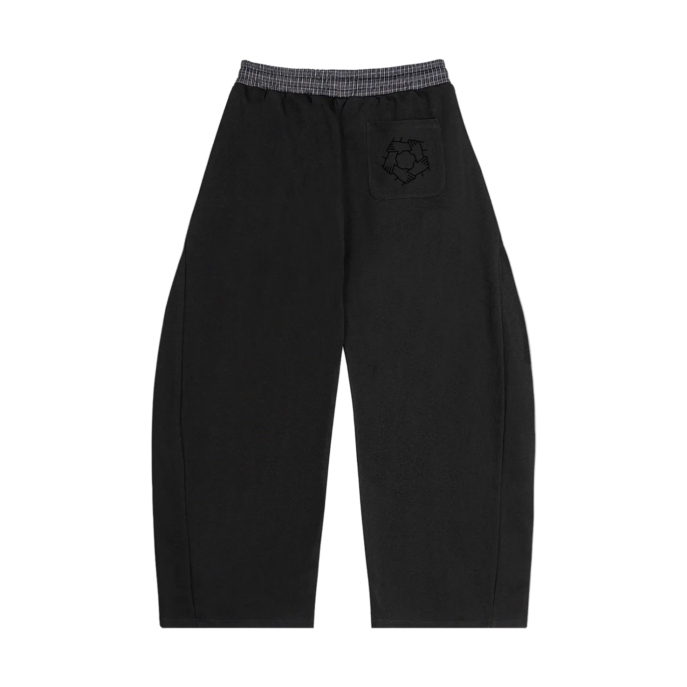SUSTN Black Plaid Waistband Barrel SweatpantsU