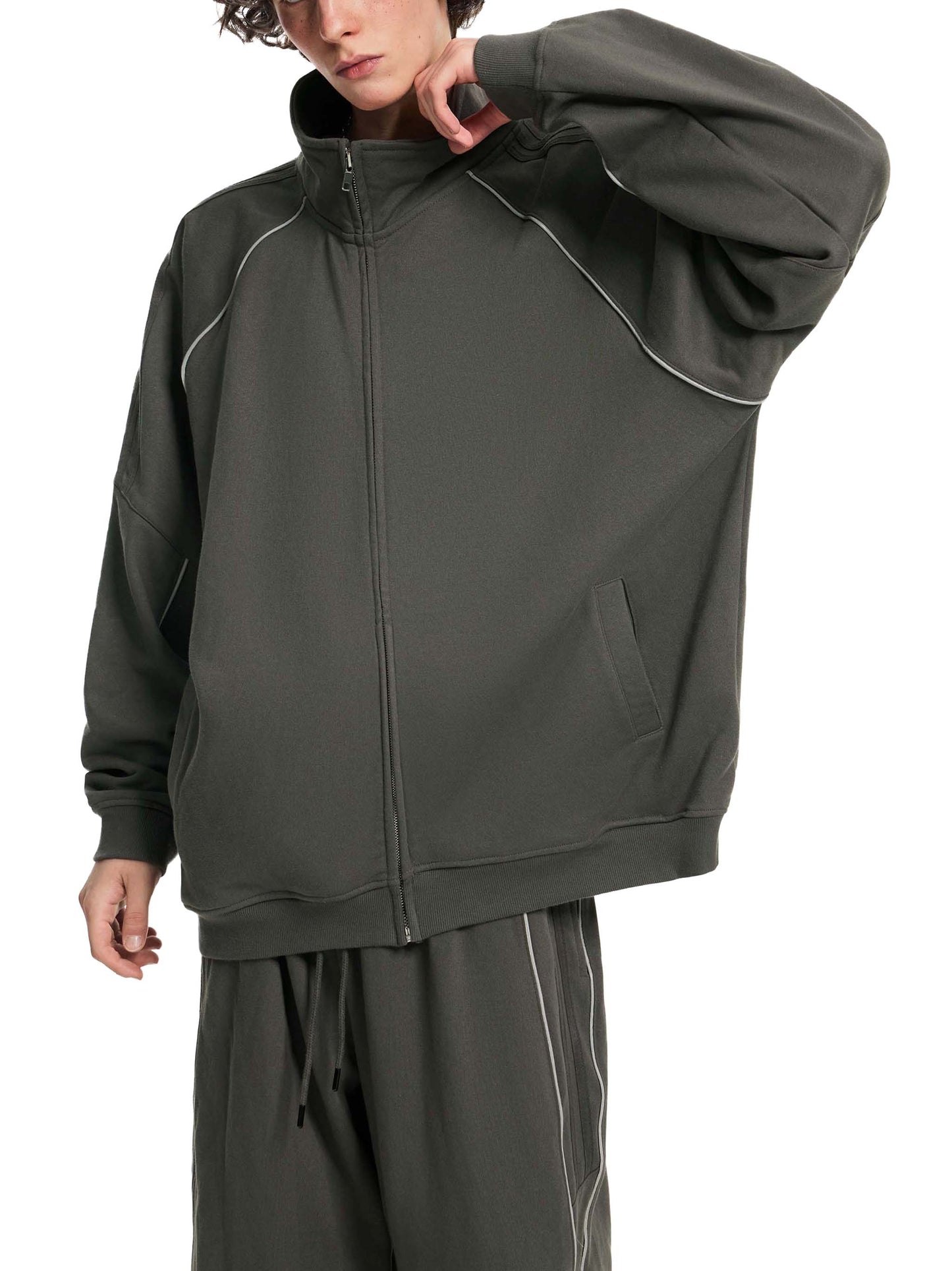 Gray Reflective Striped Jacket