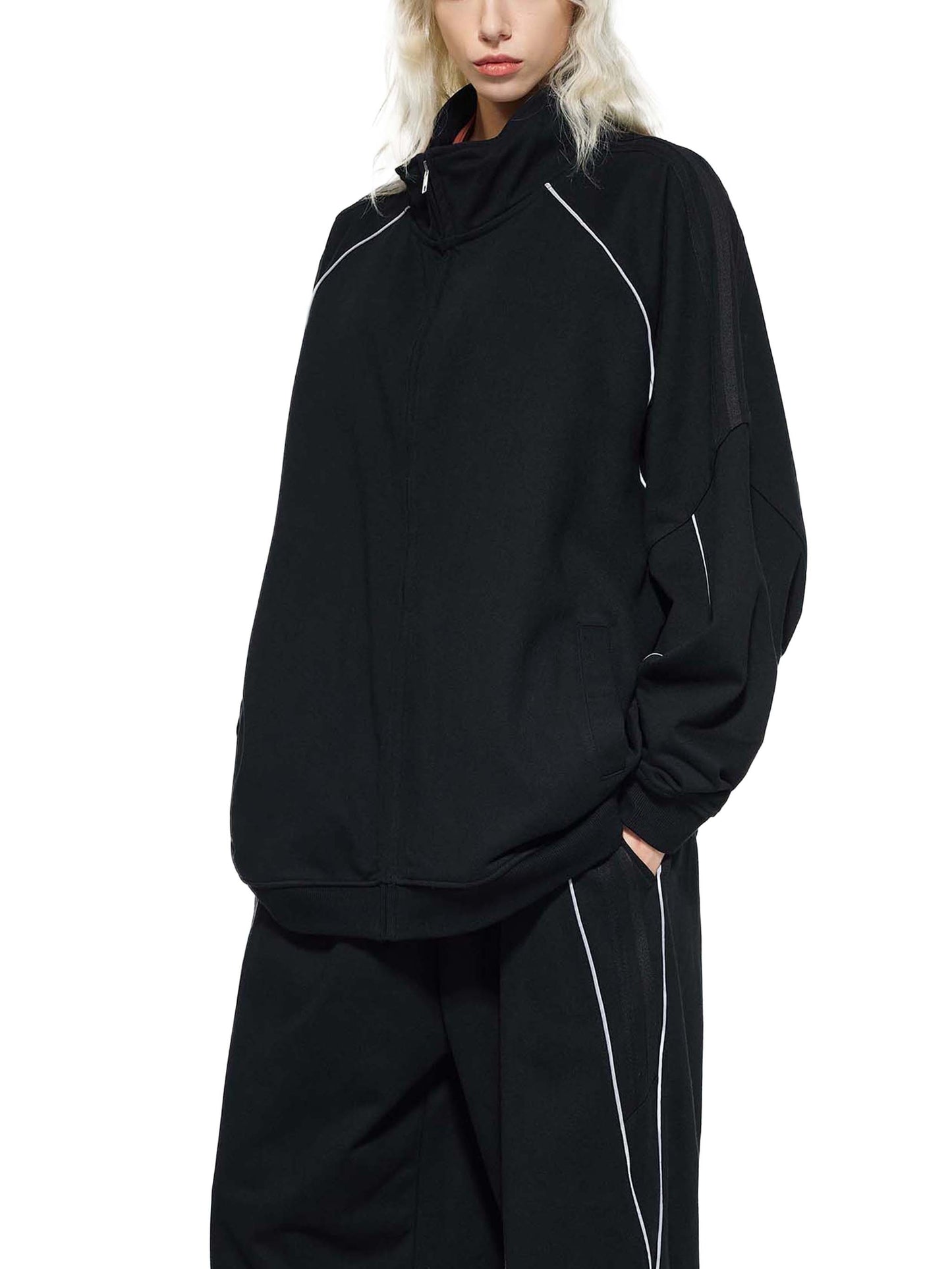 Black Reflective Striped Jacket