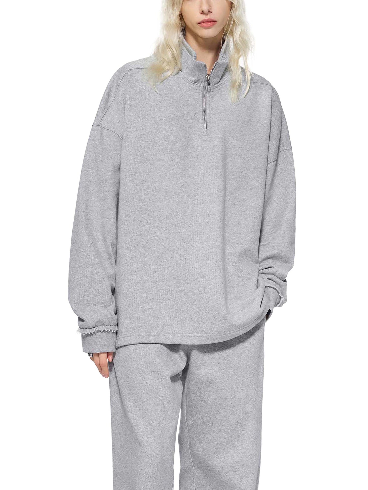 HOC Quarter Zip Rolled Edge Sweatshirt