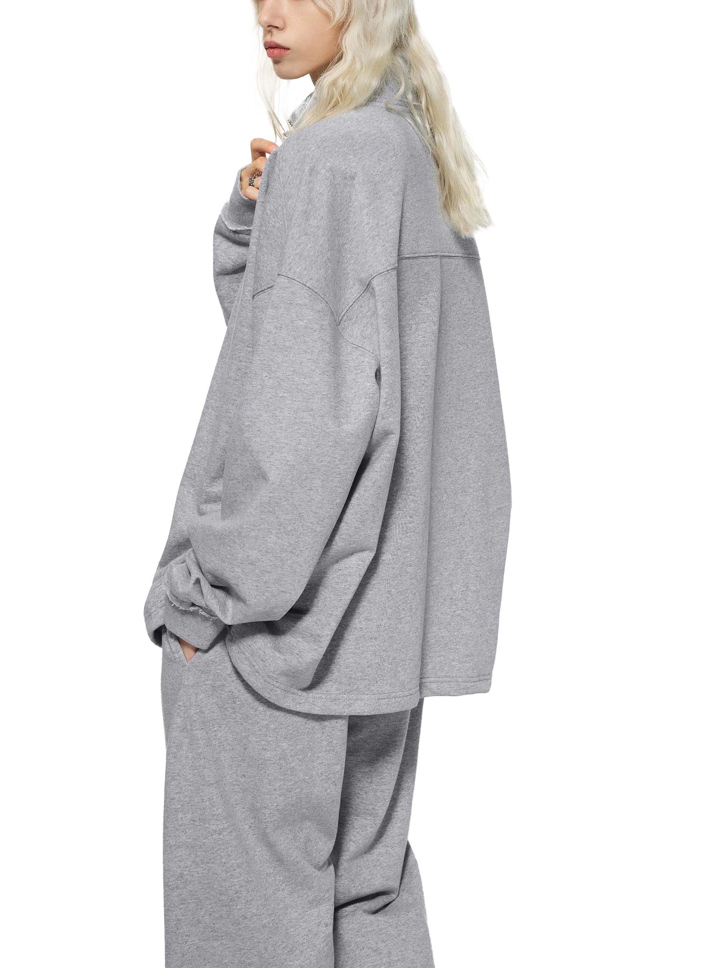 HOC Quarter Zip Rolled Edge Sweatshirt