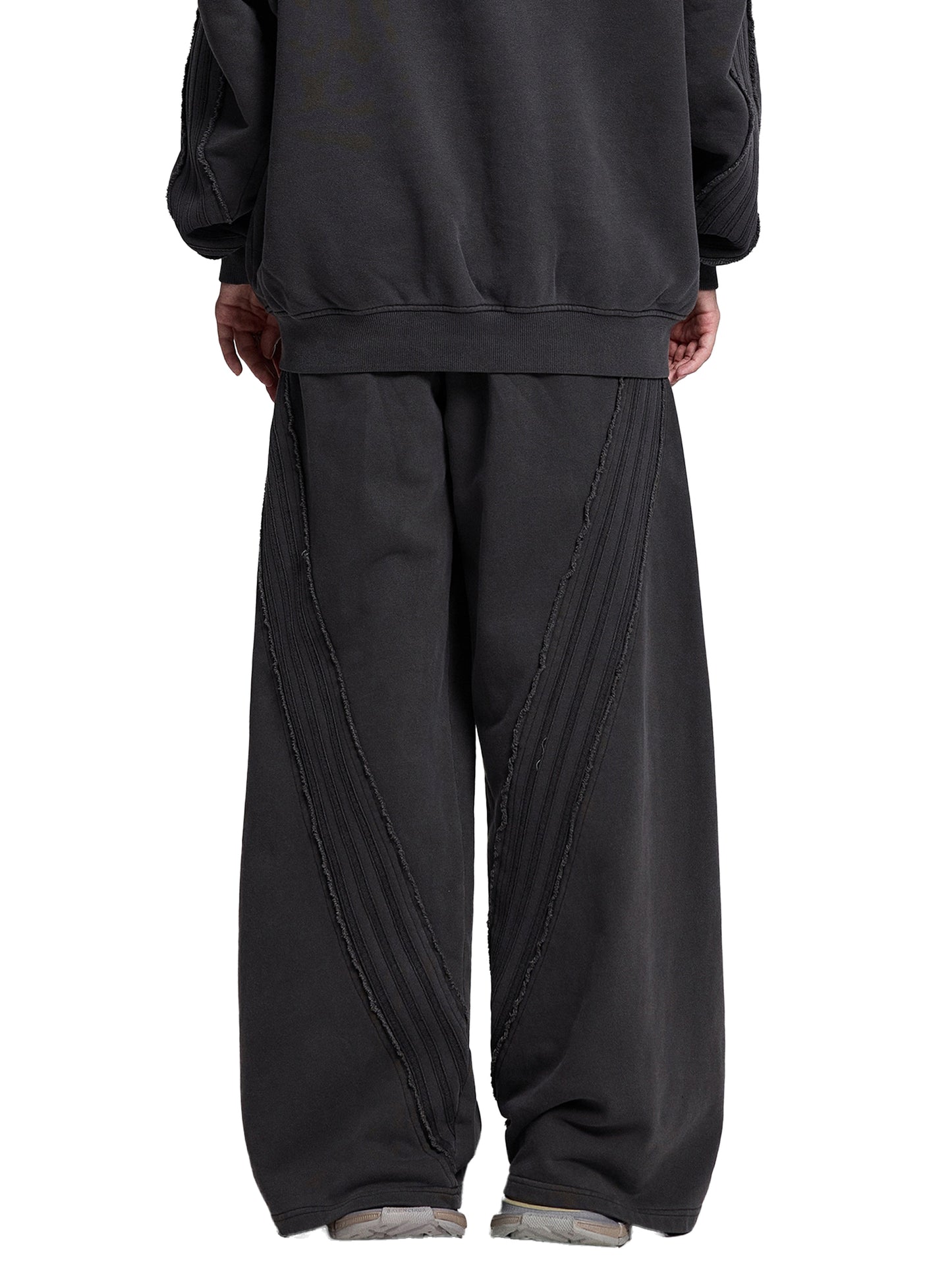 Striped Raw Edge Sweatpants