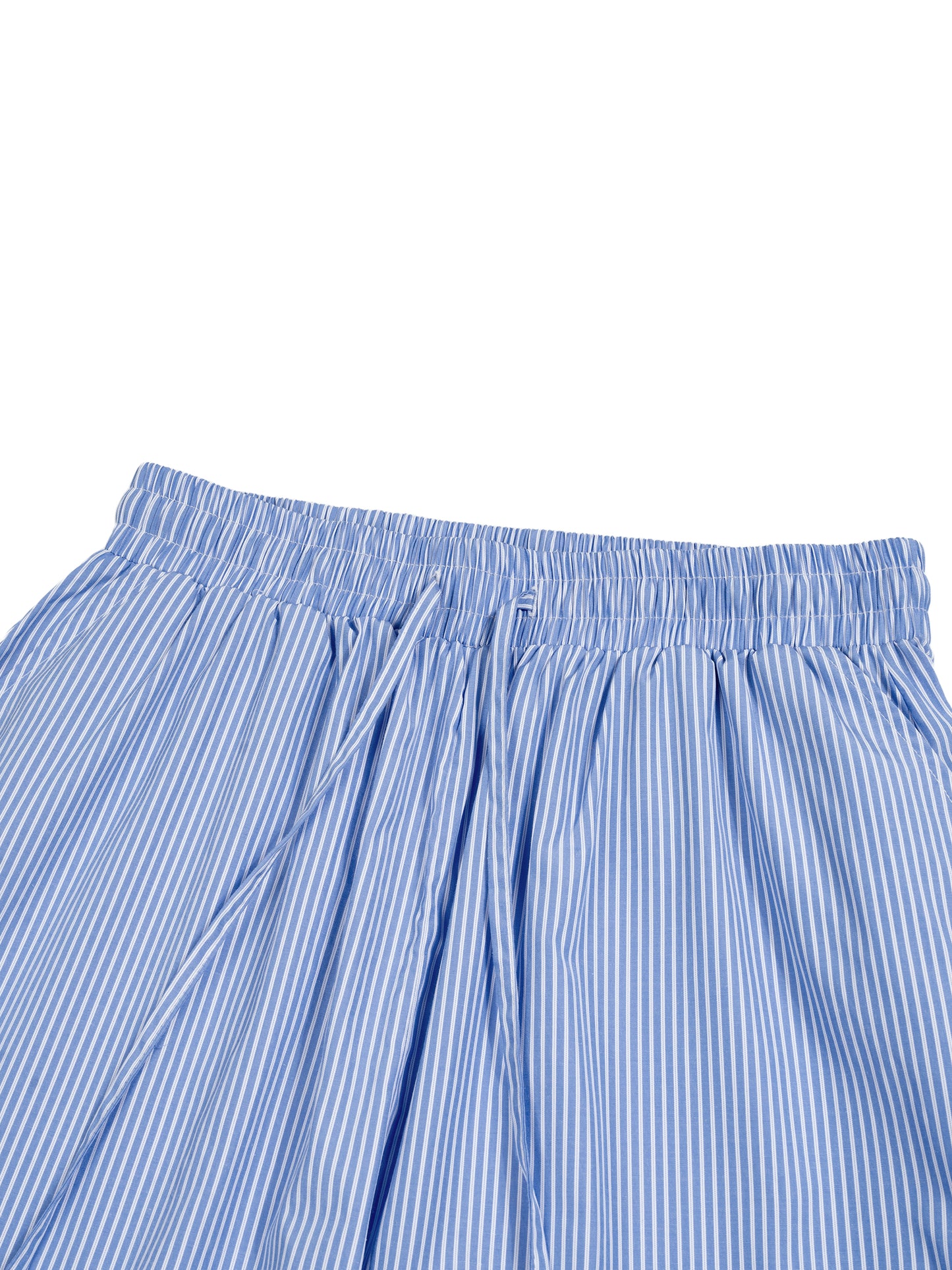 Vertical Striped Drawstring Barrel Pants (Blue)