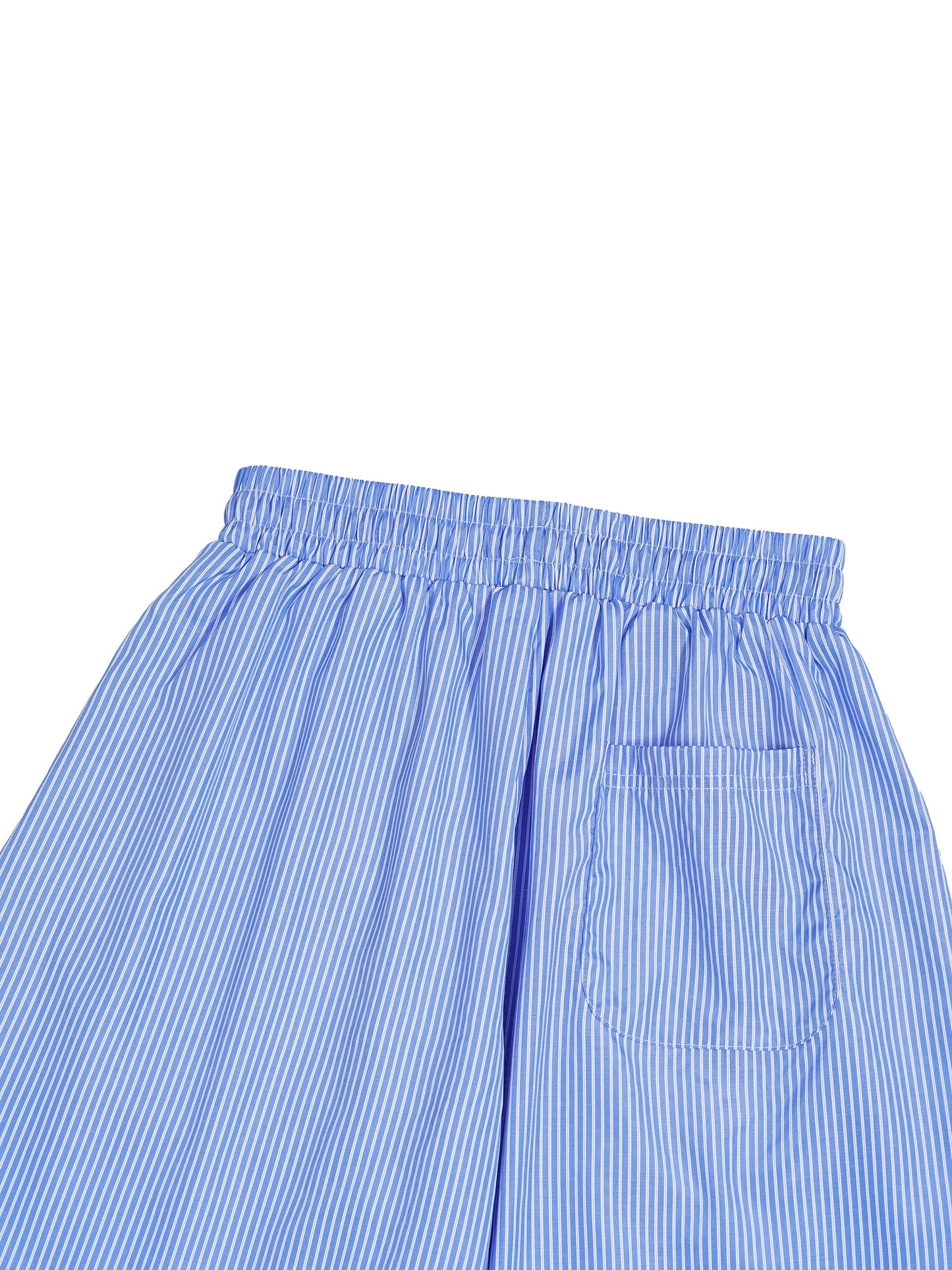 Vertical Striped Drawstring Barrel Pants (Blue)