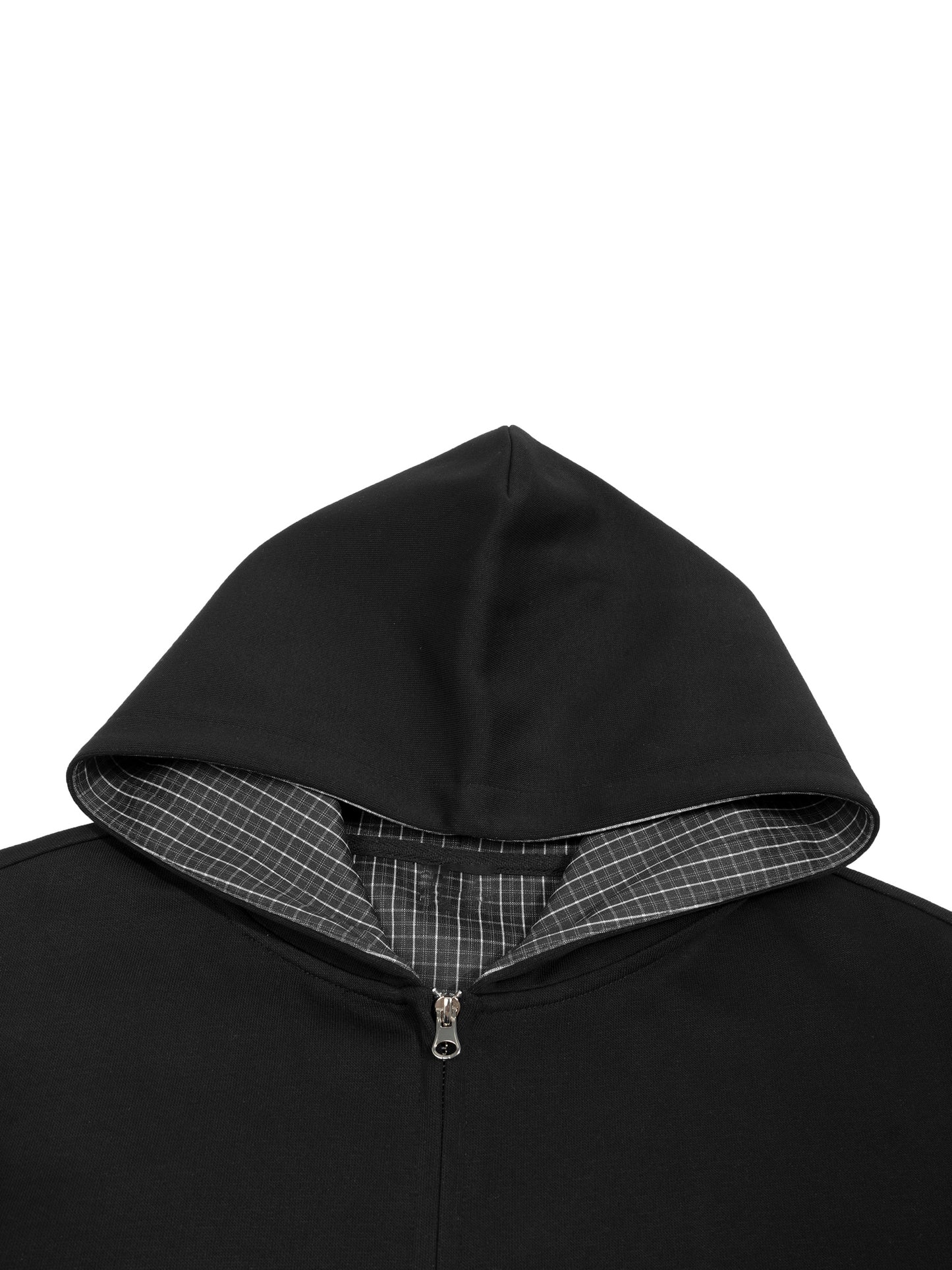 HOC Black Plaid Boxy Zip Up