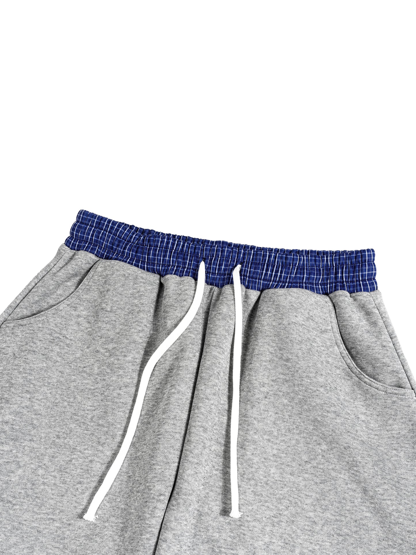 Gray Plaid Waistband Barrel Sweatpants